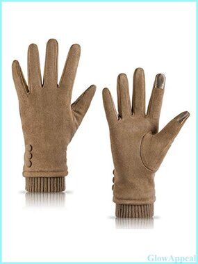Suede Winter Gloves Fleece Lined Thick Warm Touch Screen Cold Weather